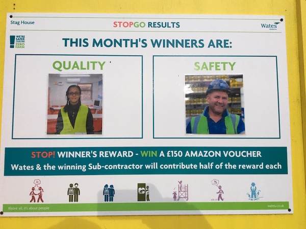 Ash Drywall supervisor, Adam Payne, who’s been awarded Wates Construction’s “STOPGO” safety award for the second month running.