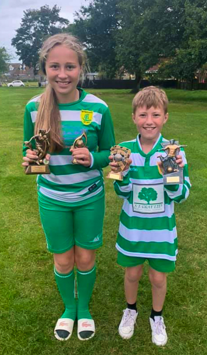 Young Wittersham footballers with their trophies